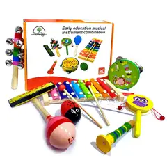 GENERICO - Set 8 Instrumentos Musicales De Madera Para Ninos Pequenos