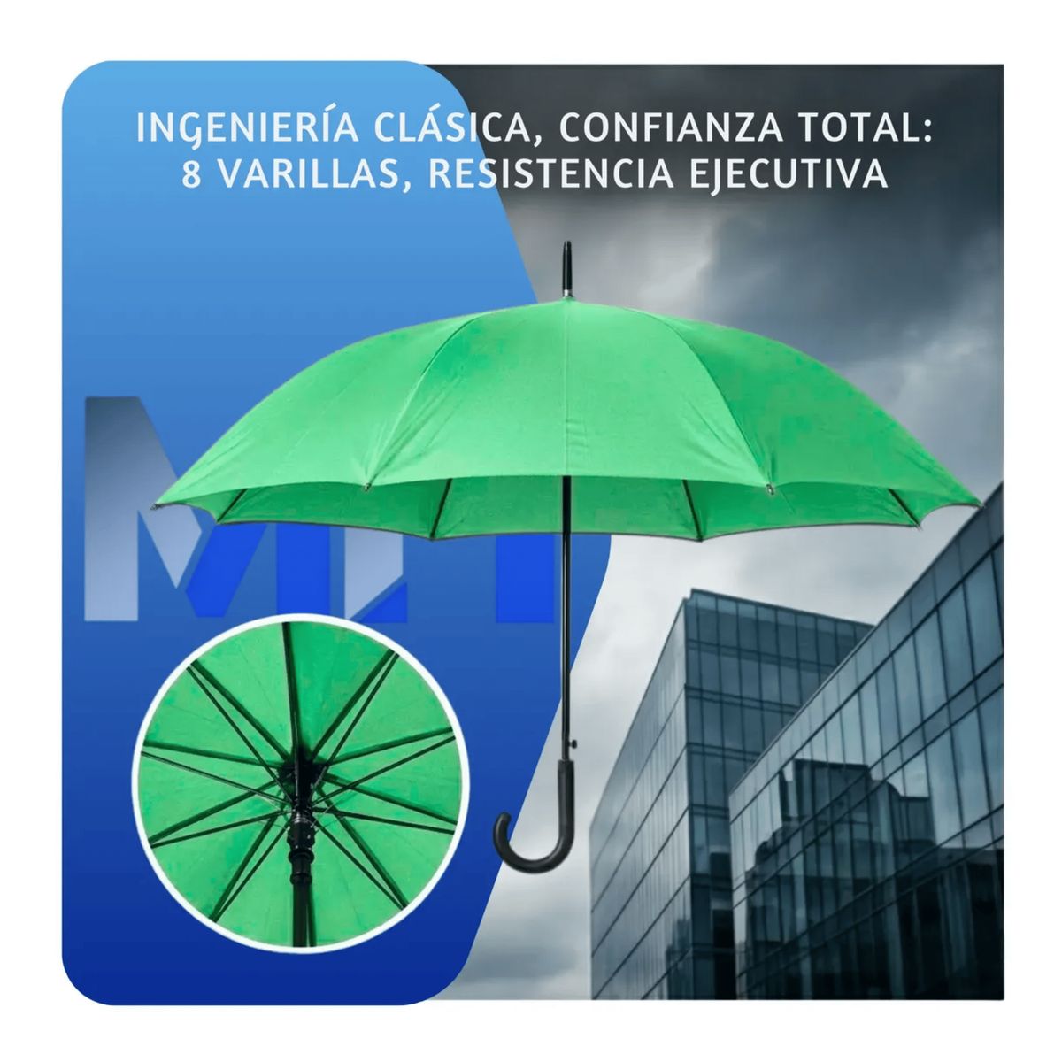 GENERICO - Paraguas Ejecutivo Automatico 100cm Proteccion Uv Reforzado Verde
