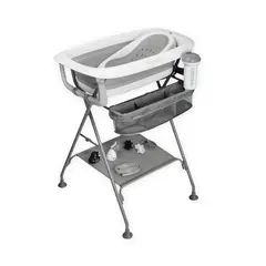 TWISTSHAKE - Tina bañera plegable con soporte para bebés, Pack de lujo para baño Twistshake, color Gris