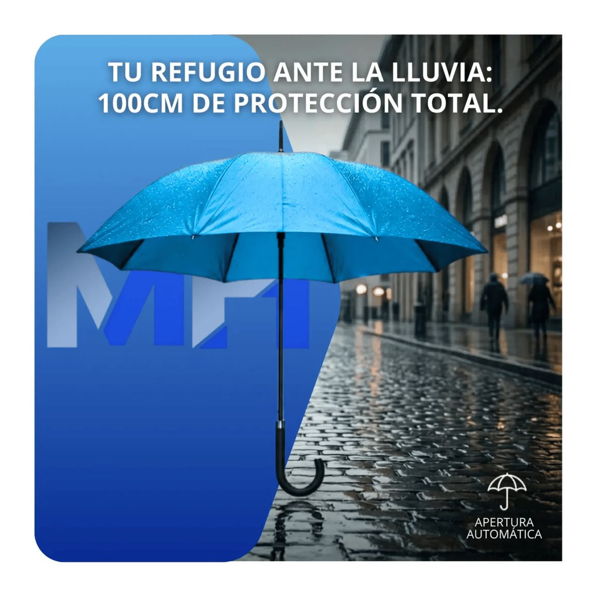 GENERICO - Paraguas Ejecutivo Automatico 100cm Proteccion Uv Reforzado Celeste