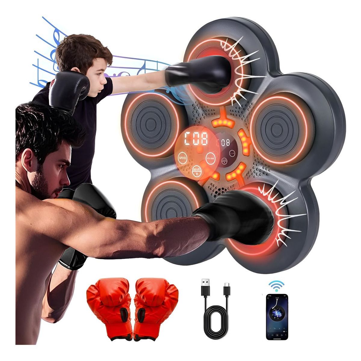 EVERSO - Maquina De Boxeo Artes Marciales Guantes Musical Bluetooth