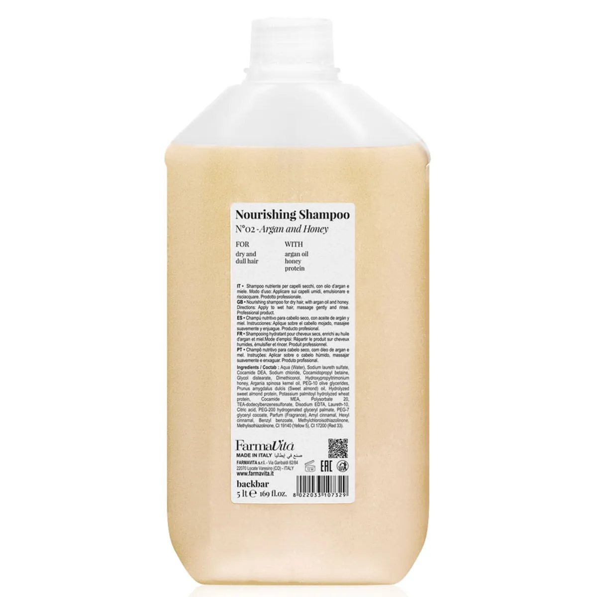 FARMAVITA - Farmavita Back Bar Nourising Shampoo Argan And Honey 5000ml