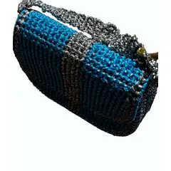 AMG ACCESORIOS - Cartera plateada turquesa de fiesta hecha a mano diseño exclusivo