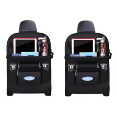 GENERICO - 2x Organizador Auto Ecocuero Asiento Respaldo Portavasos
