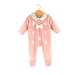 PUMUCKI - Enterito Plush Rosa Rabbit Bebé Niña con Conejitos Bordados