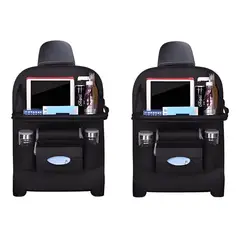 GENERICO - 2x Organizador Auto Respaldo Portavasos Ecocuero Premium