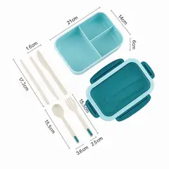 OEM - Lonchera con Compartimentos y Utensilios - Azul y Blanco