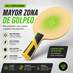 GENERICO - Pala de Madera Ping Pong 7 Capas Carbono Profesional (Sin Goma)