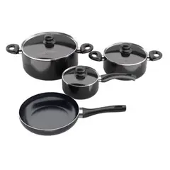 WENS - SET DE OLLAS 7 PIEZAS BATERIA DE COCINA FIRENZE - NEGRO