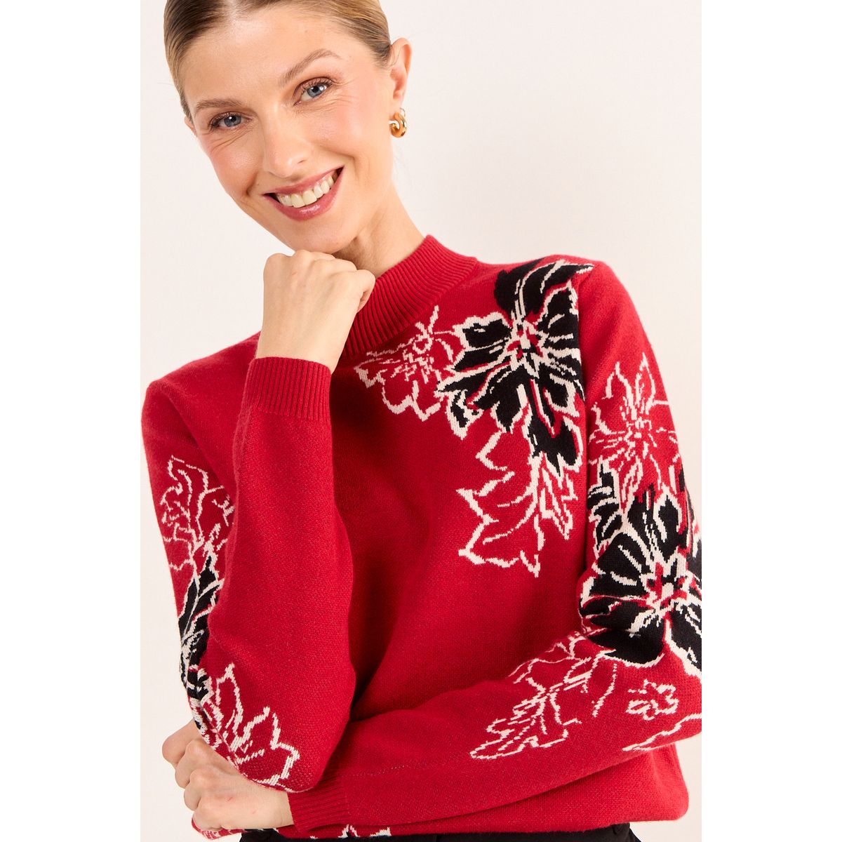 MA GRIFFE - Tejido De Fantasia Cuello Alto Mujer Rojo Ma Griffe