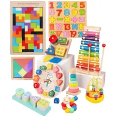 GENERICO - Pack 10 Juguetes Didácticos De Madera Para Niños Montessori