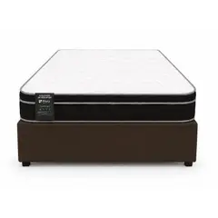 GENERICO - Base Baúl 1.5 Plazas Onyx Café + Colchón Mery Desing – Sistema Hidráulico Premium