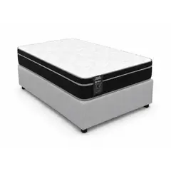GENERICO - Base Baúl 1.5 Plazas Onyx Gris Claro + Colchón Mery Desing – Sistema Hidráulico Premium