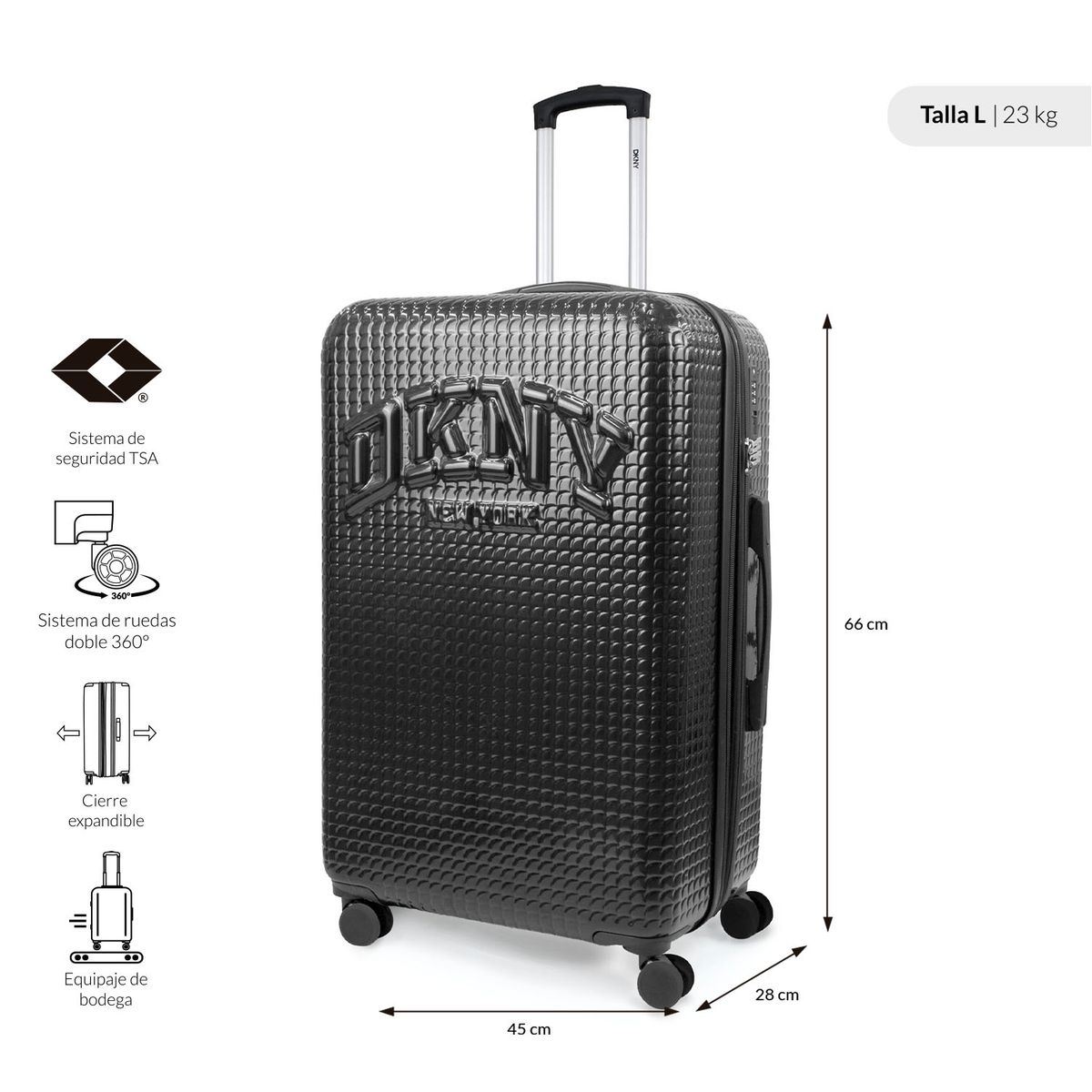 DKNY - Maleta Grande Donna Karan Hot Town 23k negra DKNY