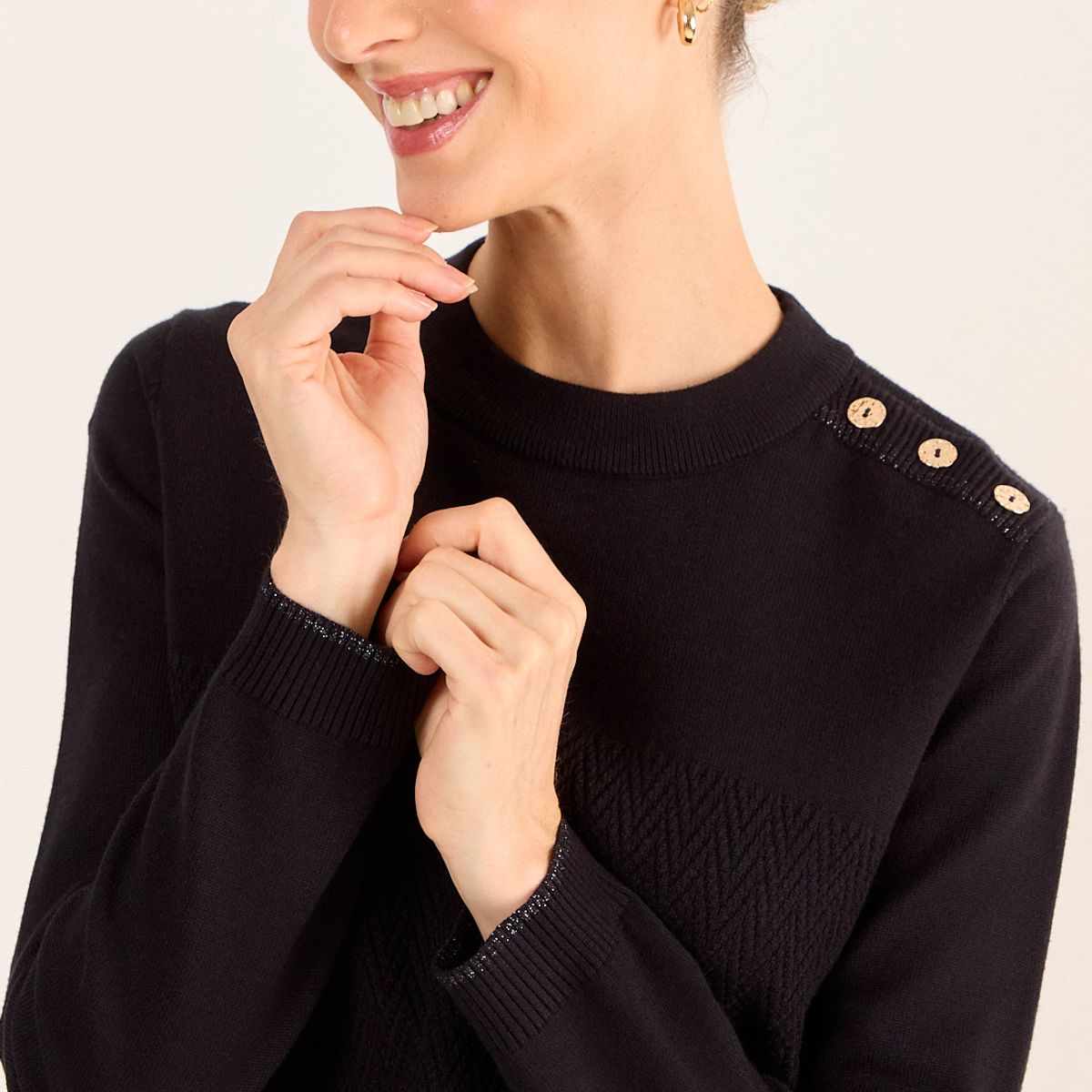 MA GRIFFE - Tejido Con Detalle De Lurex Mujer Negro Ma Griffe