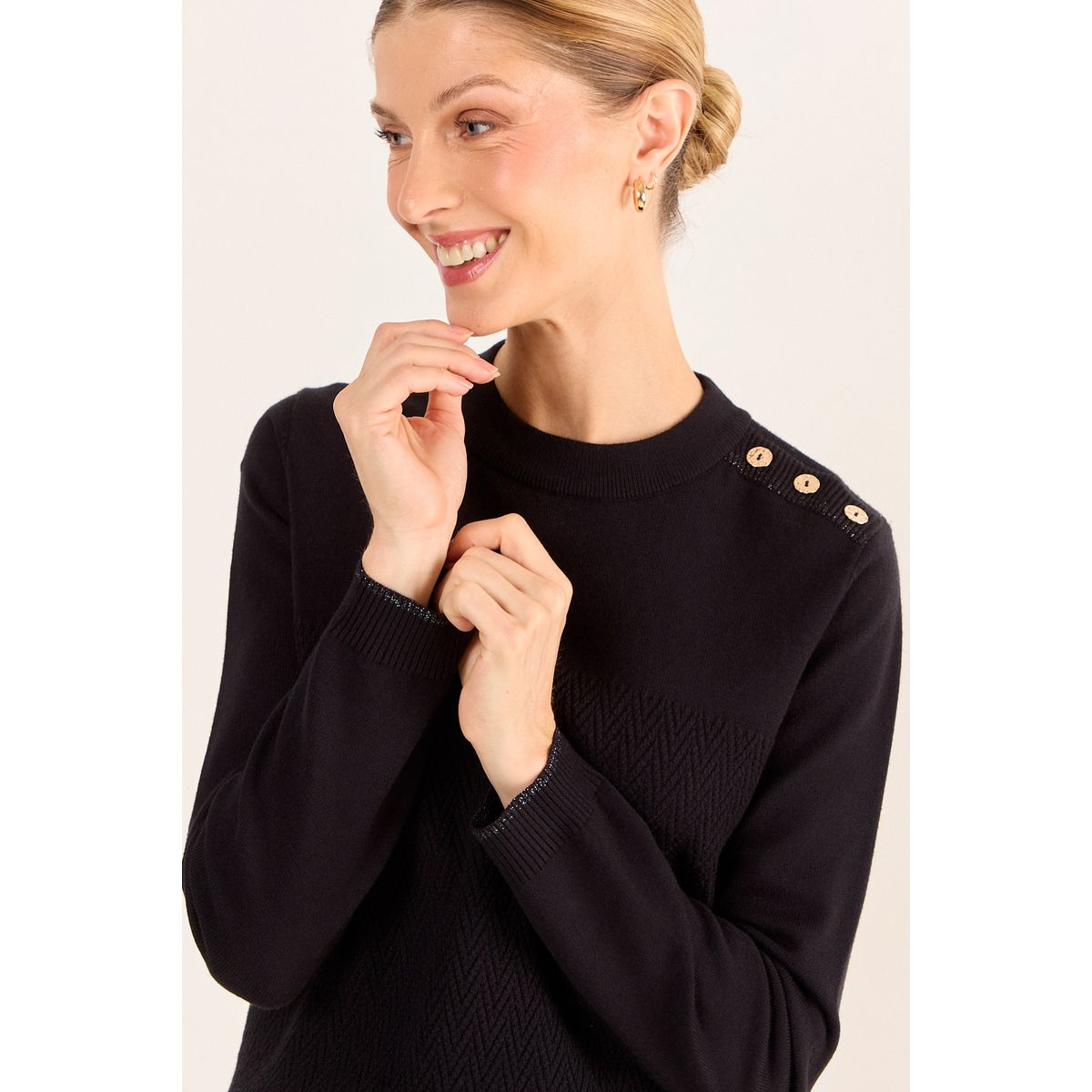 MA GRIFFE - Tejido Con Detalle De Lurex Mujer Negro Ma Griffe