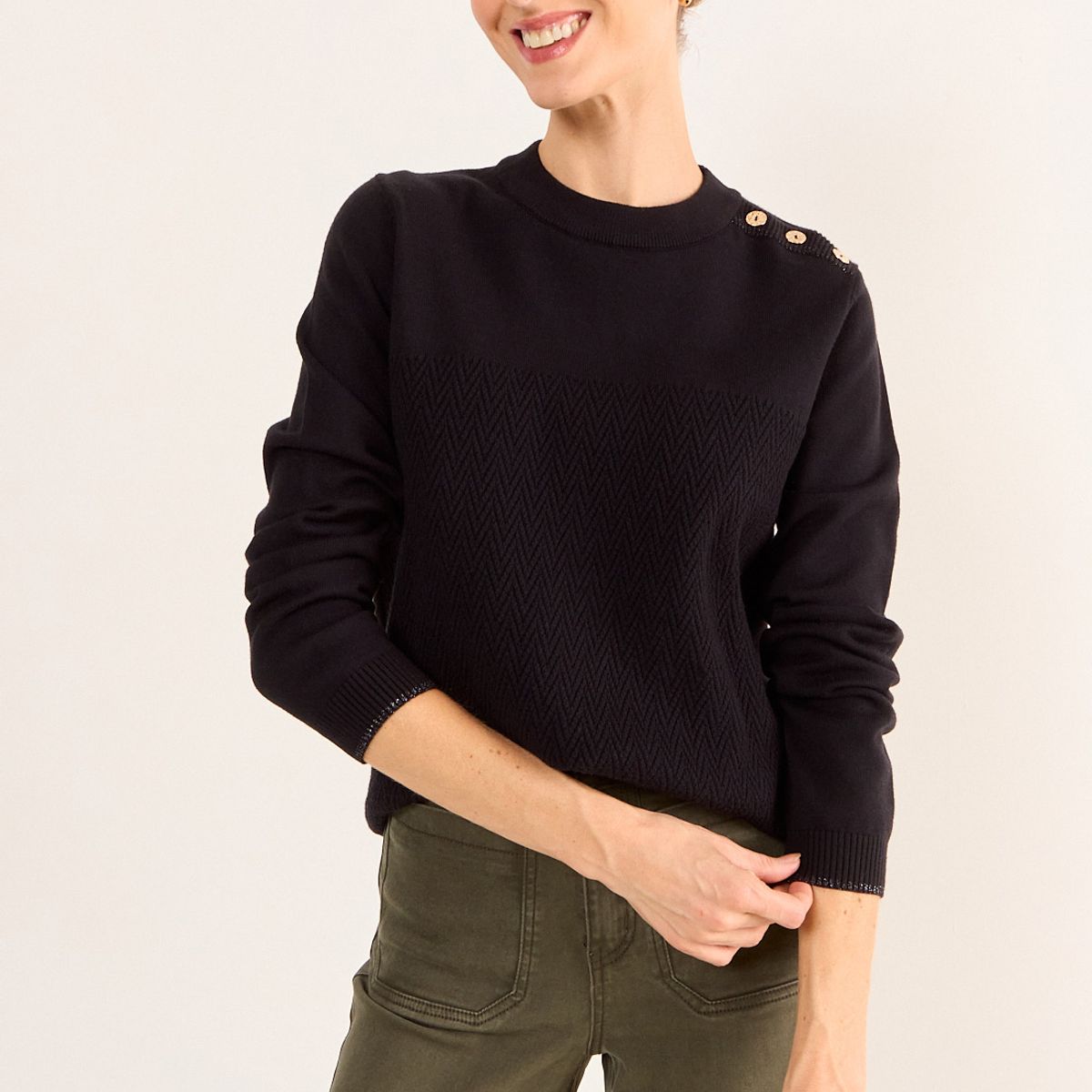 MA GRIFFE - Tejido Con Detalle De Lurex Mujer Negro Ma Griffe