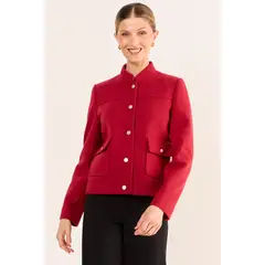 MA GRIFFE - Chaqueta Muflon Cuello Mao Mujer Rojo Magriffe