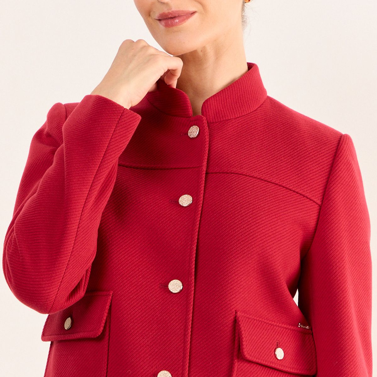MA GRIFFE - Chaqueta Muflon Cuello Mao Mujer Rojo Magriffe