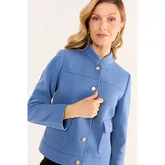MA GRIFFE - Chaqueta Muflon Cuello Mao Mujer Azul