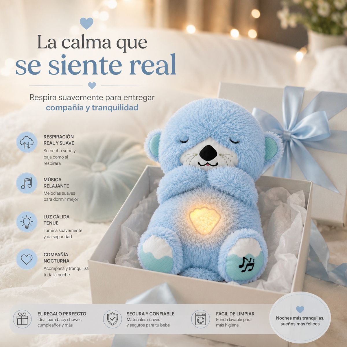 GENERICO - NUTRIA CELESTE DE RESPIRACIÓN CALMANTE EL DESCANSO QUE TÚ Y TU BEBÉ MERECEN