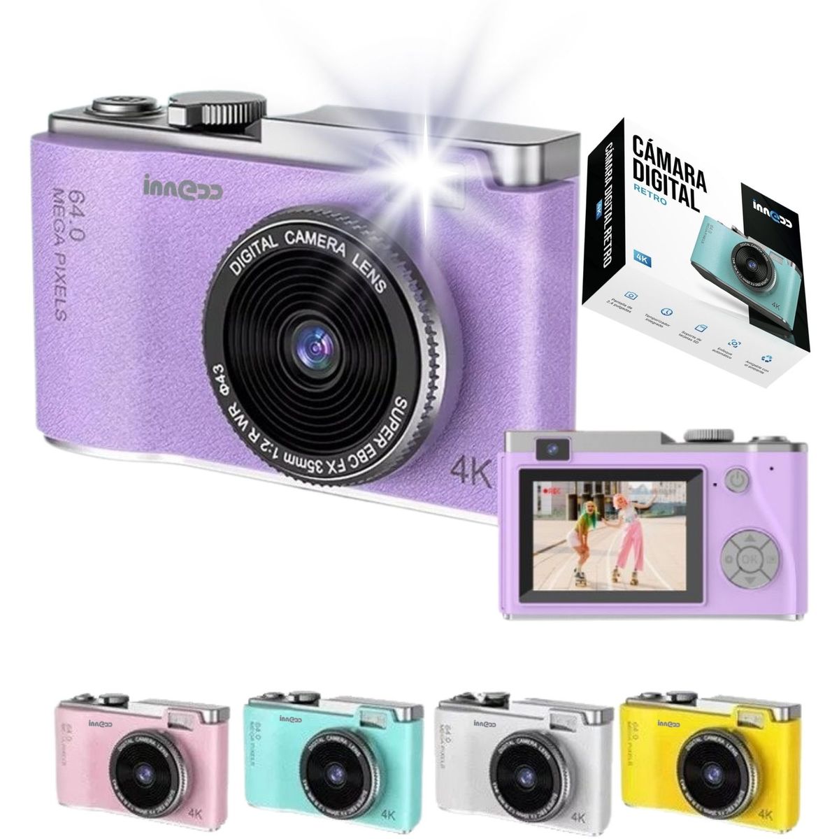 GENERICO - Cámara Fotografíca Retro Digital 4K 64MP 16X de Moda