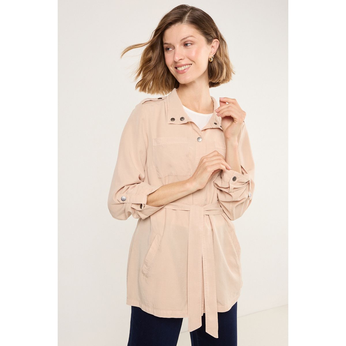 MA GRIFFE - Impermeable Mujer Beige Magriffe