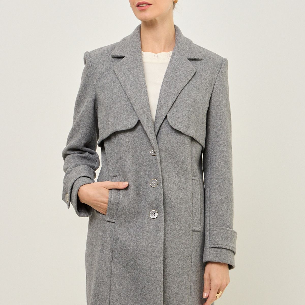 MA GRIFFE - Chaqueton Gris Mujer Magriffe