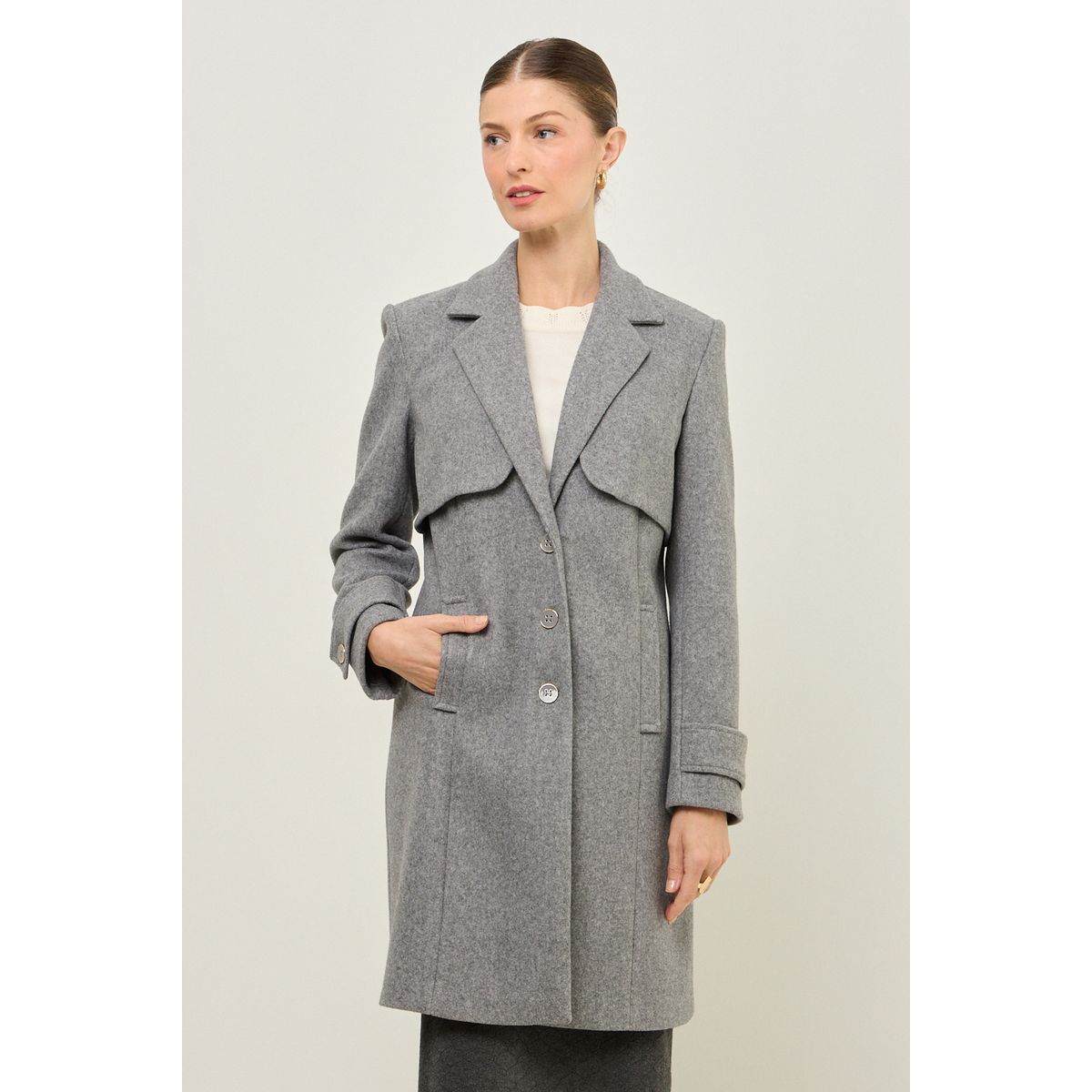 MA GRIFFE - Chaqueton Gris Mujer Magriffe