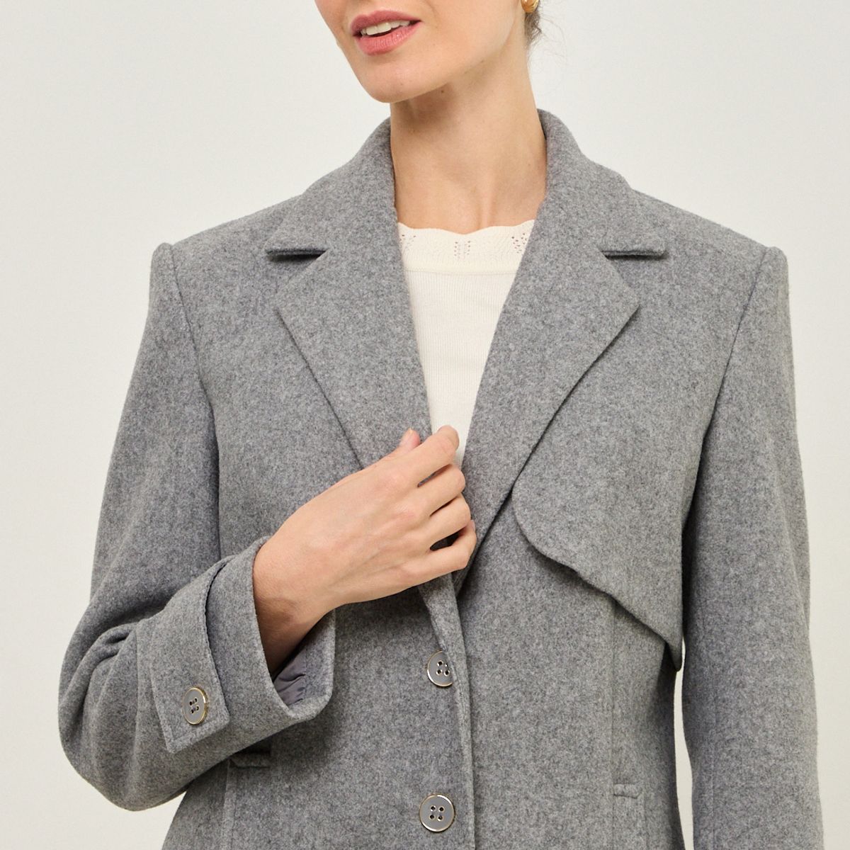MA GRIFFE - Chaqueton Gris Mujer Magriffe