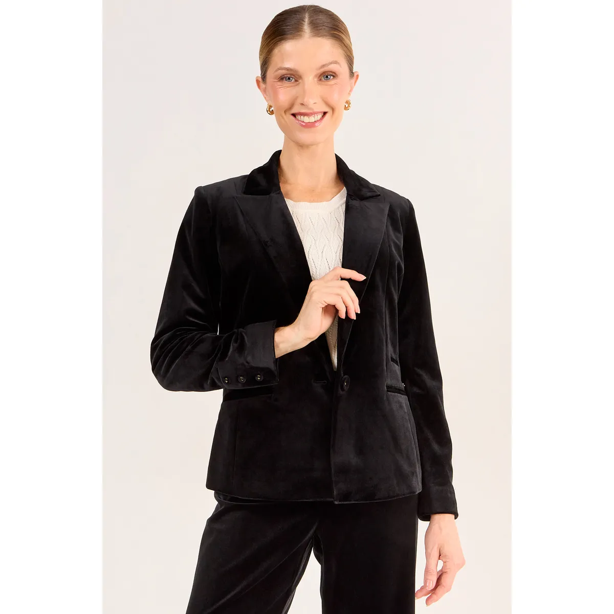 MA GRIFFE - Blazer Liso Mujer Negro Ma Griffe