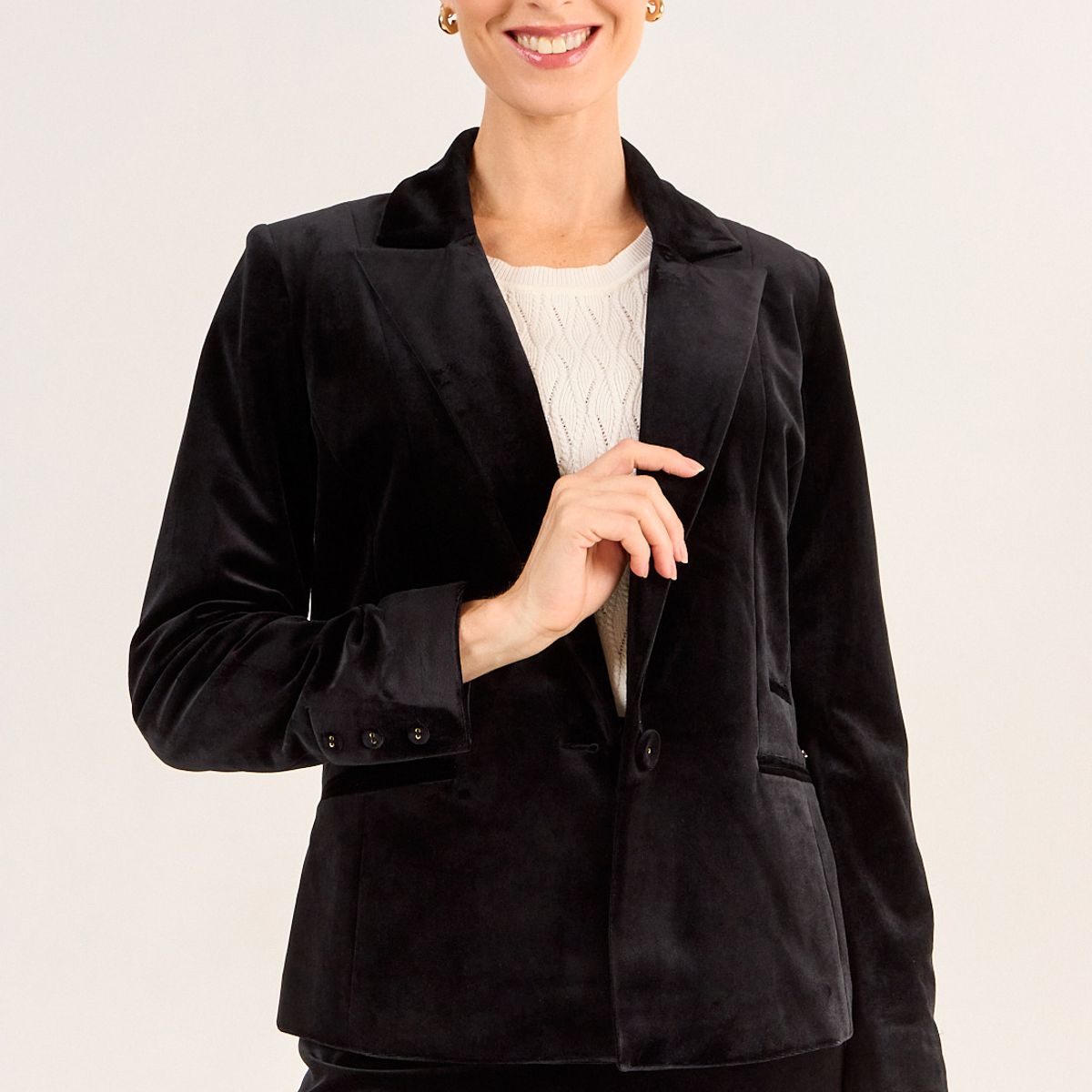 MA GRIFFE - Blazer Liso Mujer Negro Ma Griffe