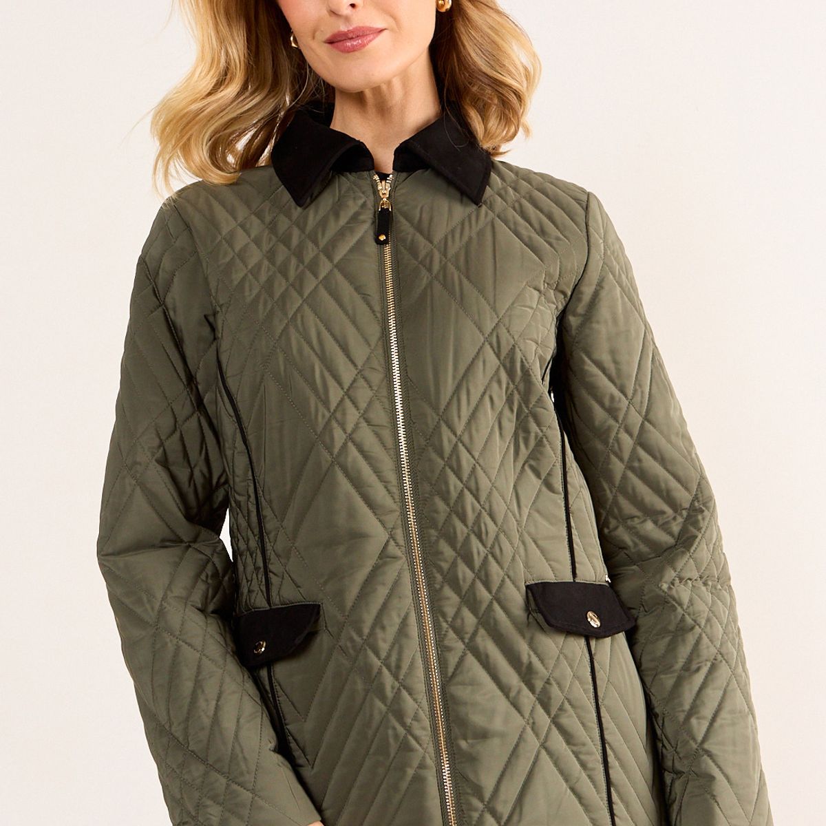 MA GRIFFE - Parka Cuello Suede Contratono Mujer Verde Oliva Magriffe