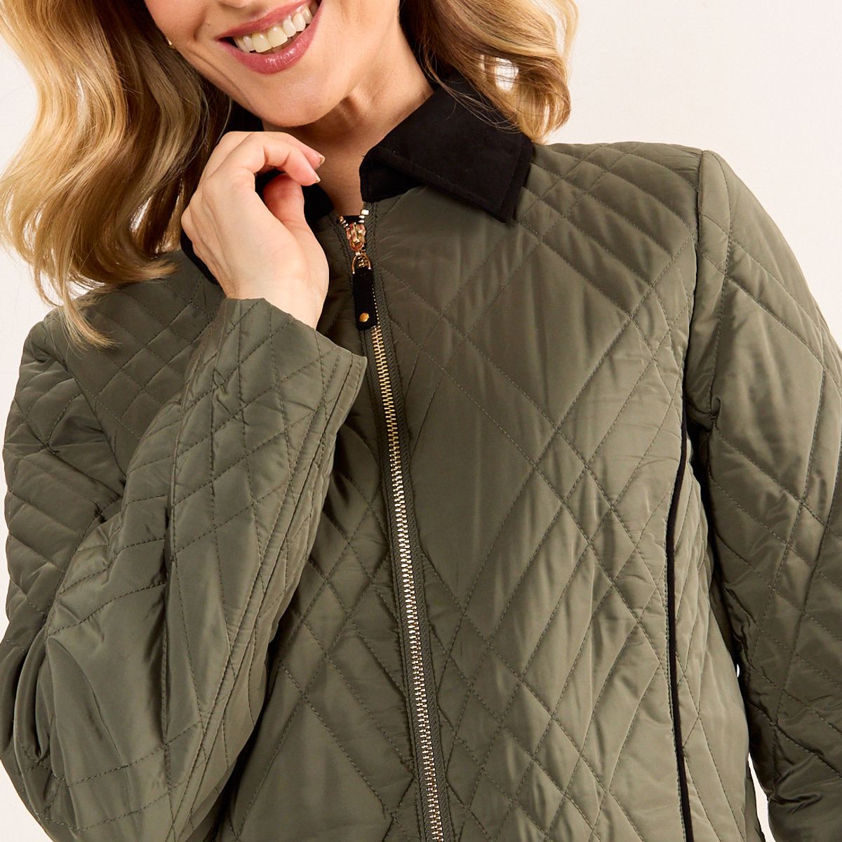 MA GRIFFE - Parka Cuello Suede Contratono Mujer Verde Oliva Magriffe