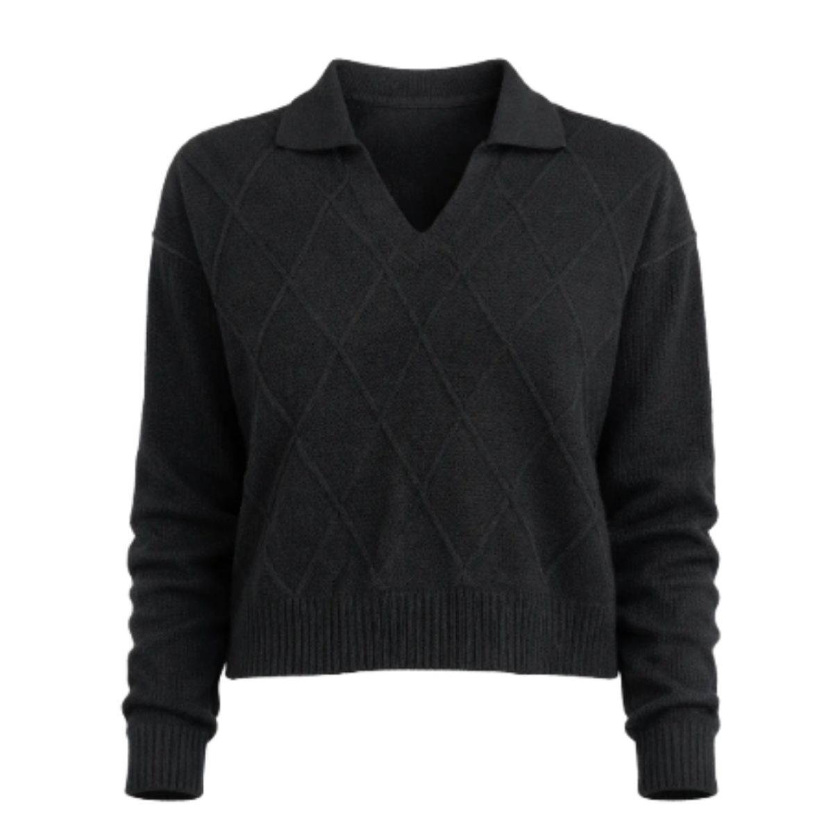 JRL - Sweater De Mujer Manga Larga Escote V Con Cuello