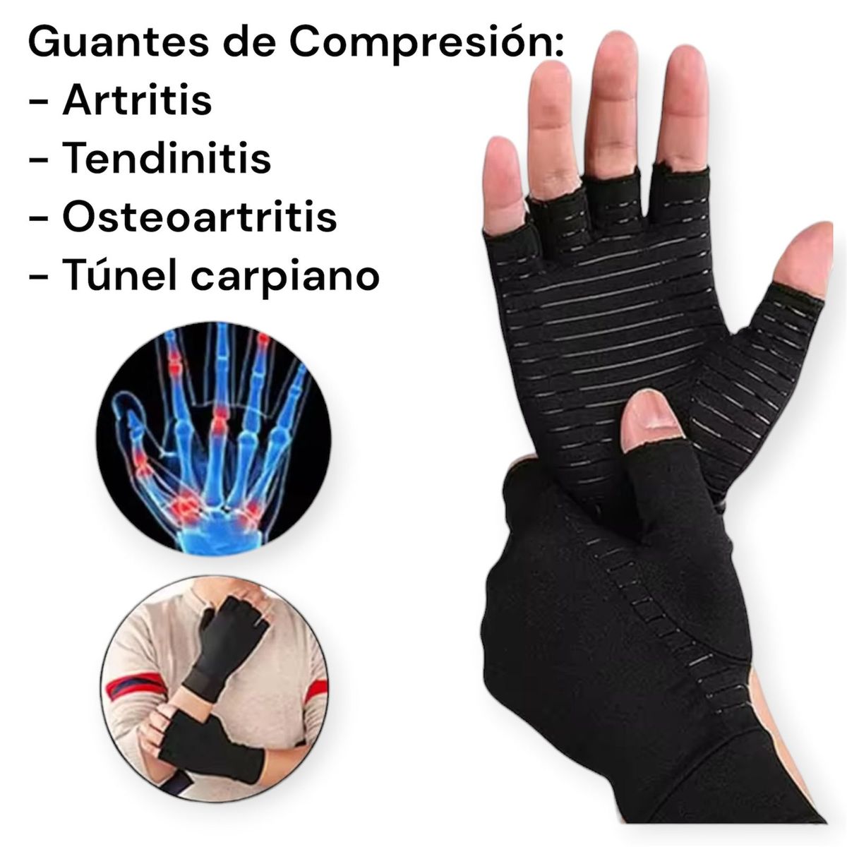 GENERICO - Guantes de Compresión de Cobre para Artritis Tendinitis Tunel Carpiano Talla M