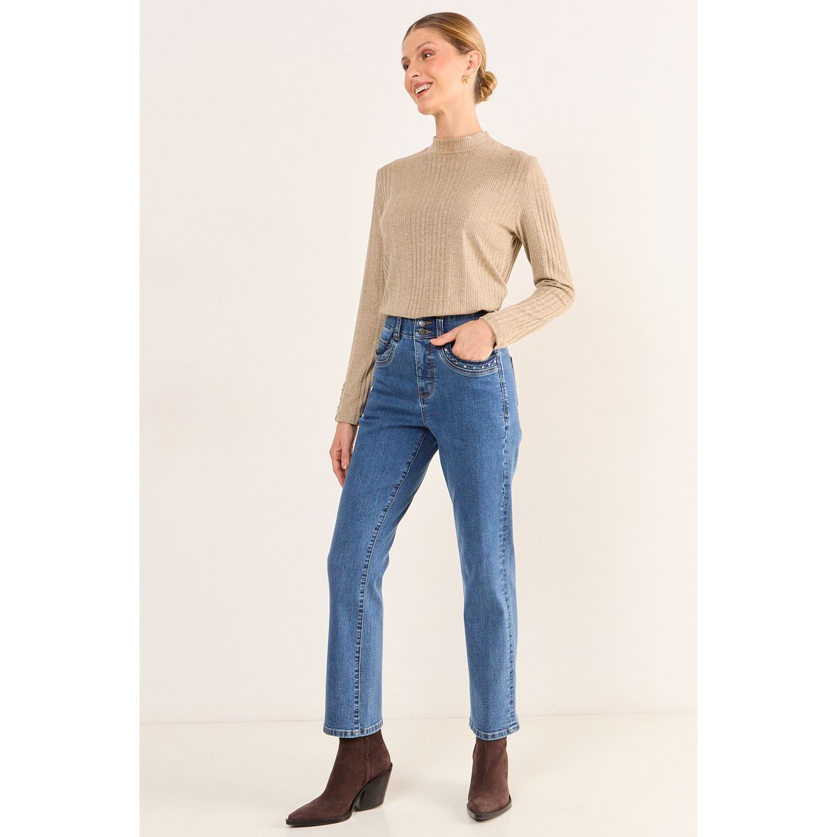 MA GRIFFE - Jeans Straight Mujer Azul Ma griffe
