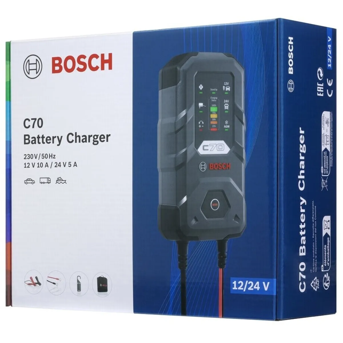 BOSCH - Cargador De Batería Inteligente 12-24V C70 Bosch