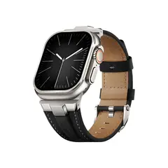 CELLBOX - Correa de Cuero Genuino para Apple Watch - 46 mm Serie 10 / 11 - Negro