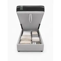 GENERICO - Base Baúl 1 Plazas Onyx Gris Claro + Colchón Mery Desing – Sistema Hidráulico Premium