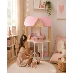 GENERICO - Casa de Muñecas de Madera con Muebles y Accesorios