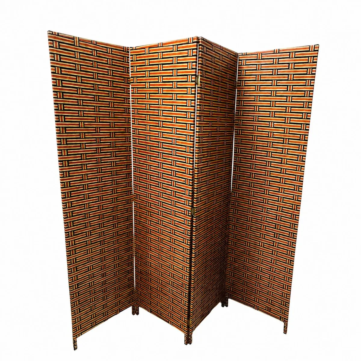OEM - Biombo De Madera Resistente 4 Paneles Ladrillo 180cmx180cm