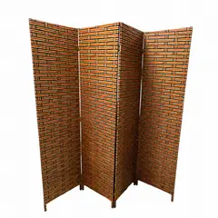 OEM - Biombo De Madera Resistente 4 Paneles Ladrillo 180cmx180cm