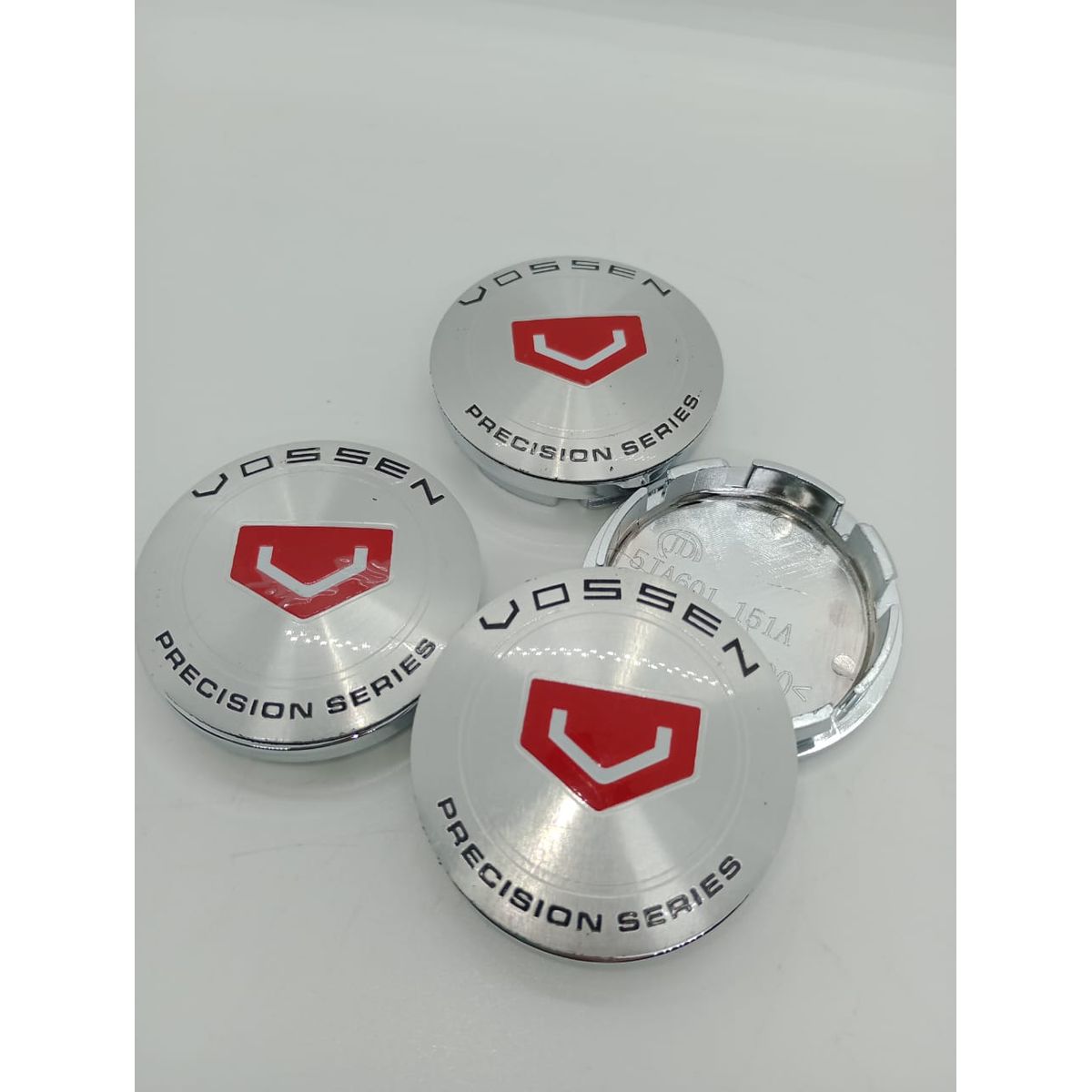 GENERICO - Set X4 Tapas centro de Llantas de autos 60mm universal vossen plata con rojo