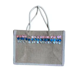 AMG ACCESORIOS - CARTERA BEIGE DE CORDON BORDADA A MANO DISEÑO EXCLUSIVO
