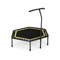 GENERICO - Trampolin Fitness Hexagonal 115 cm Amarillo Mango Ajustable 42 Cuerdas 150 kg Power Jump