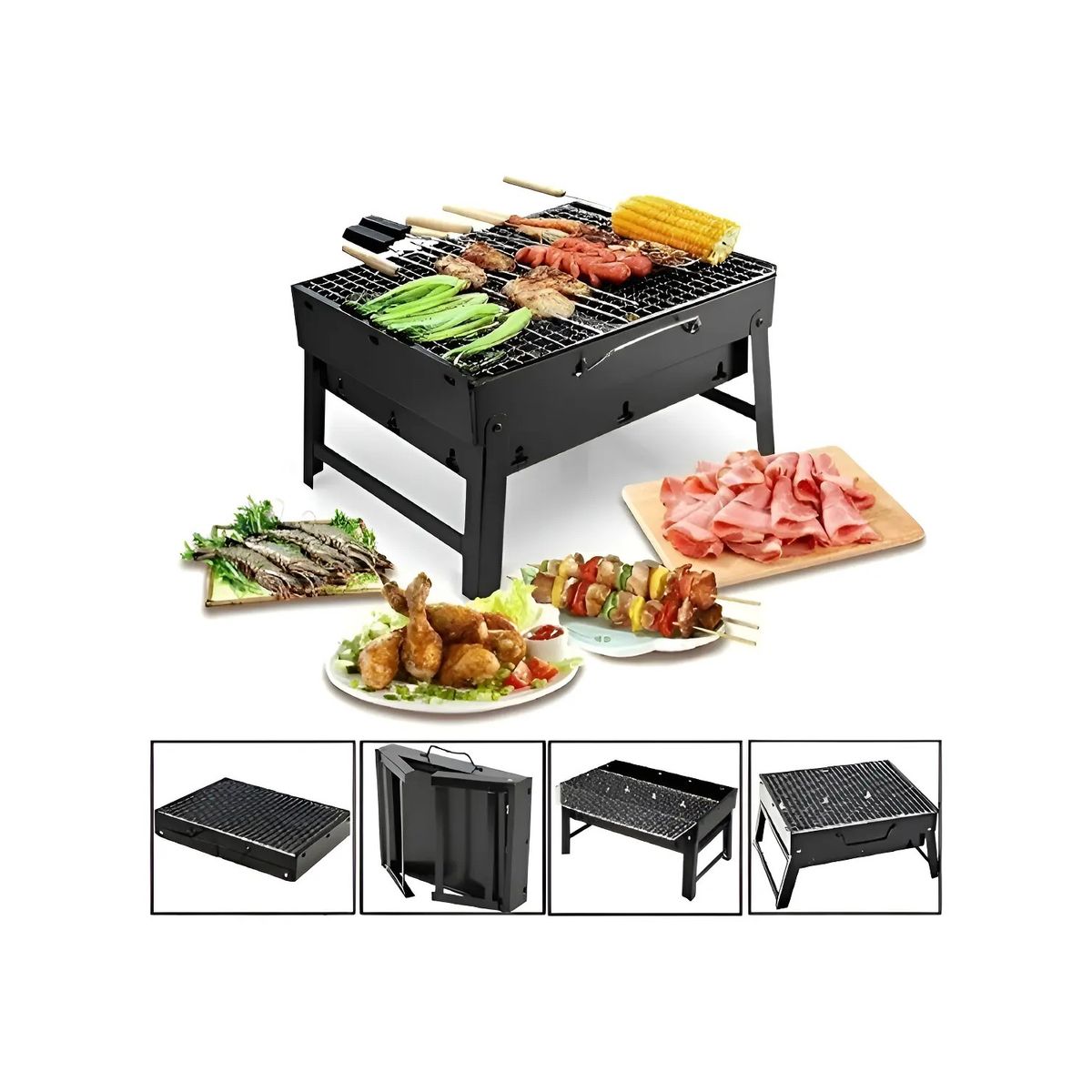 GENERICO - Mini Parrillera Portatil A Carbon Asados Mini Parrillera Color Negro Labg