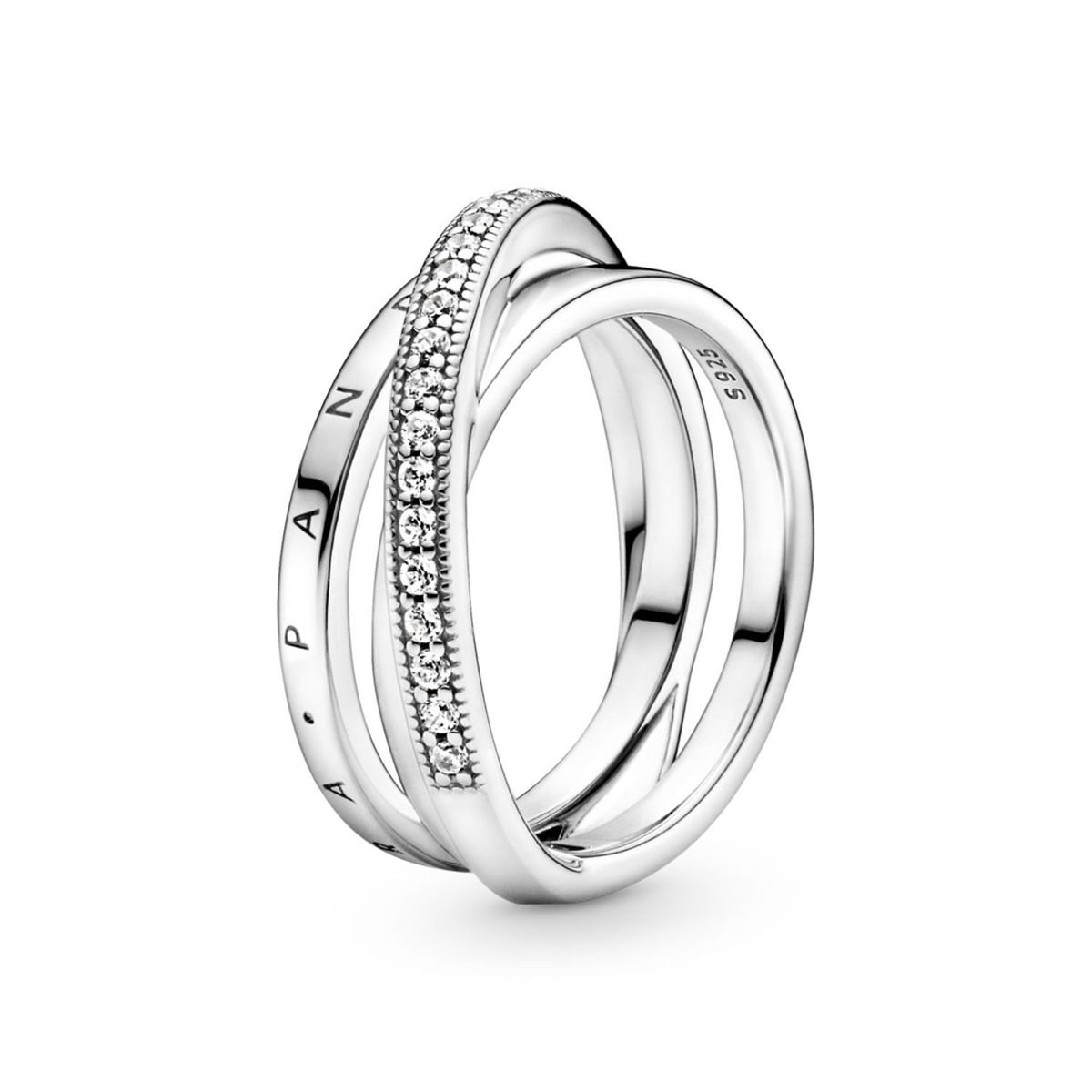 PANDORA - Anillo Cruzado Triple Banda En Pavé Mujer Pandora