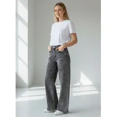 BLUE MOUNTAIN - Jeans Denim Mujer Wide Leg Acid Wash
