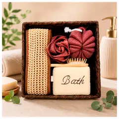IRM - Set De Baño Para Regalo Kit Spa Con Canasta Y Accesorios Marron